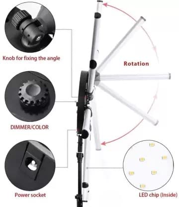 Welocity Professional 12 ARM Professional LED Star Ring Light Photo & Video, 12 Arms Star Lamp LED Photographic Video Ring Light for Makeup Artist, Salon, and Parlour Lighting