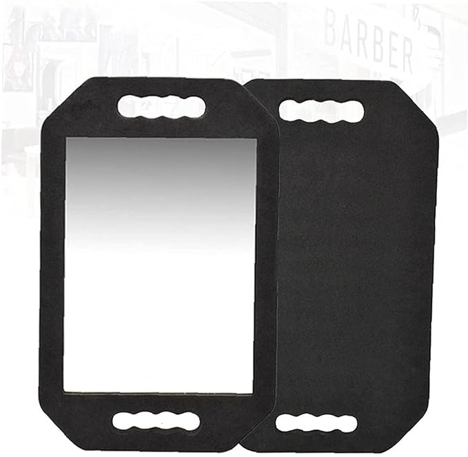 Handle Mirror – Large Hand Mirror with Double Handle - Rectangular Hand Held Mirror with Handle - Lightweight Hair Salon Equipment Hairstylist and Barber Accessories (Double Rectangle)