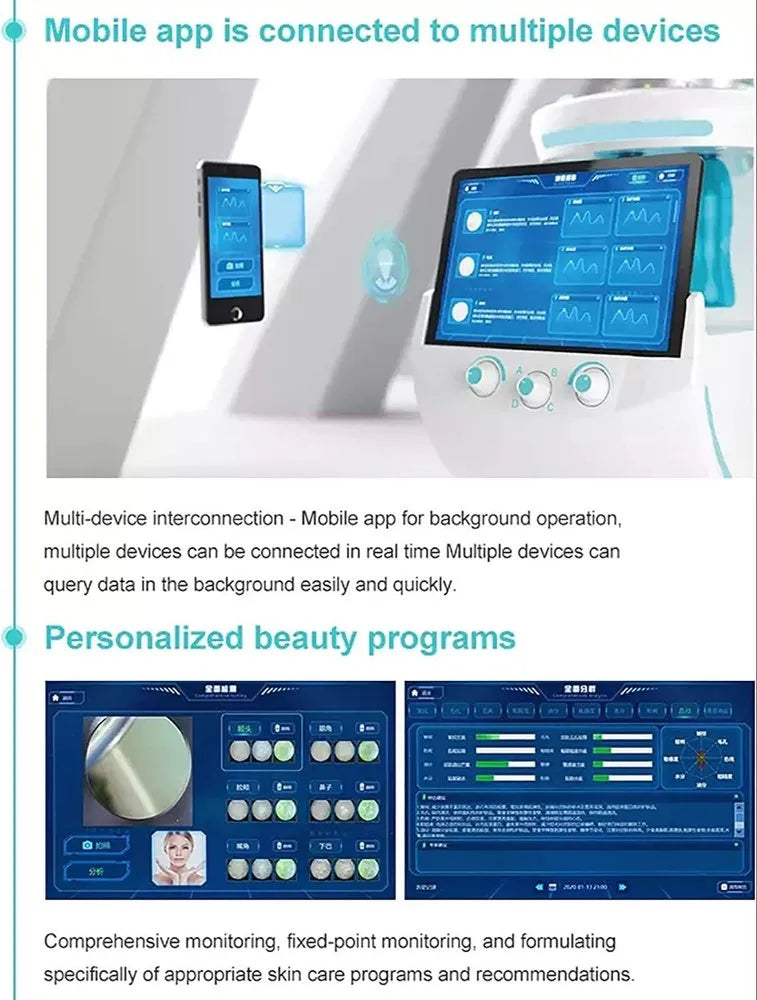 Welocity Professional 7 in 1 Intelligent Multifunctional Oxygen Facial Machine Skin Management System smart ice blue skin analyzer Hydro MicroDermabrasion Hydra Facial Machine Aqua Peel Diamond Peeling Beauty Equipment deep cleansing machine For Clinical