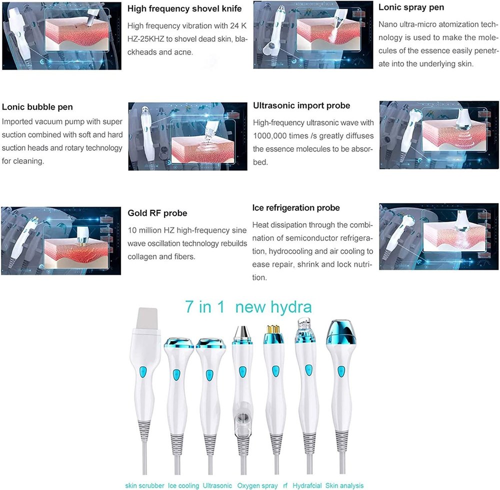 Welocity Professional 7 in 1 Intelligent Multifunctional Oxygen Facial Machine Skin Management System smart ice blue skin analyzer Hydro MicroDermabrasion Hydra Facial Machine Aqua Peel Diamond Peeling Beauty Equipment deep cleansing machine For Clinical