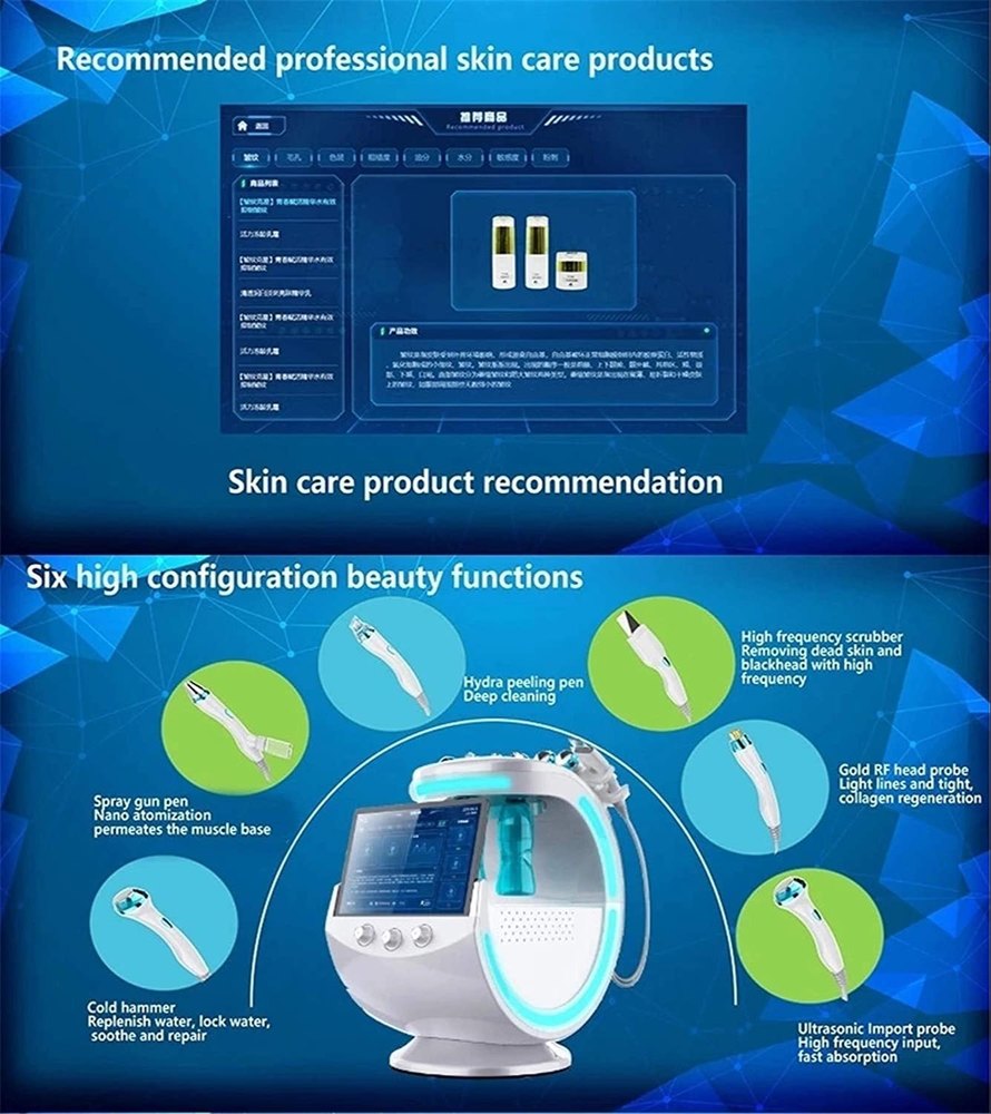 Welocity Professional 7 in 1 Intelligent Multifunctional Oxygen Facial Machine Skin Management System smart ice blue skin analyzer Hydro MicroDermabrasion Hydra Facial Machine Aqua Peel Diamond Peeling Beauty Equipment deep cleansing machine For Clinical