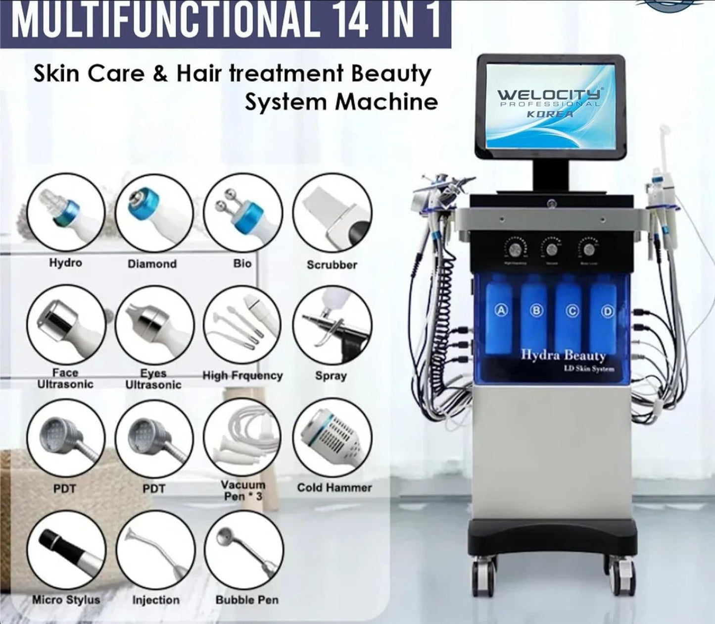 Welocity Professional Korea 14 in 1 HydraFacial Machine